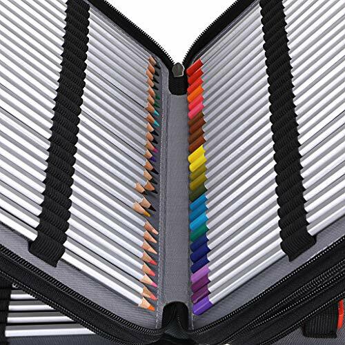 200 Slots Colored Pencil Organizer Deluxe Pu Leather Pencil Case Holder With Rem