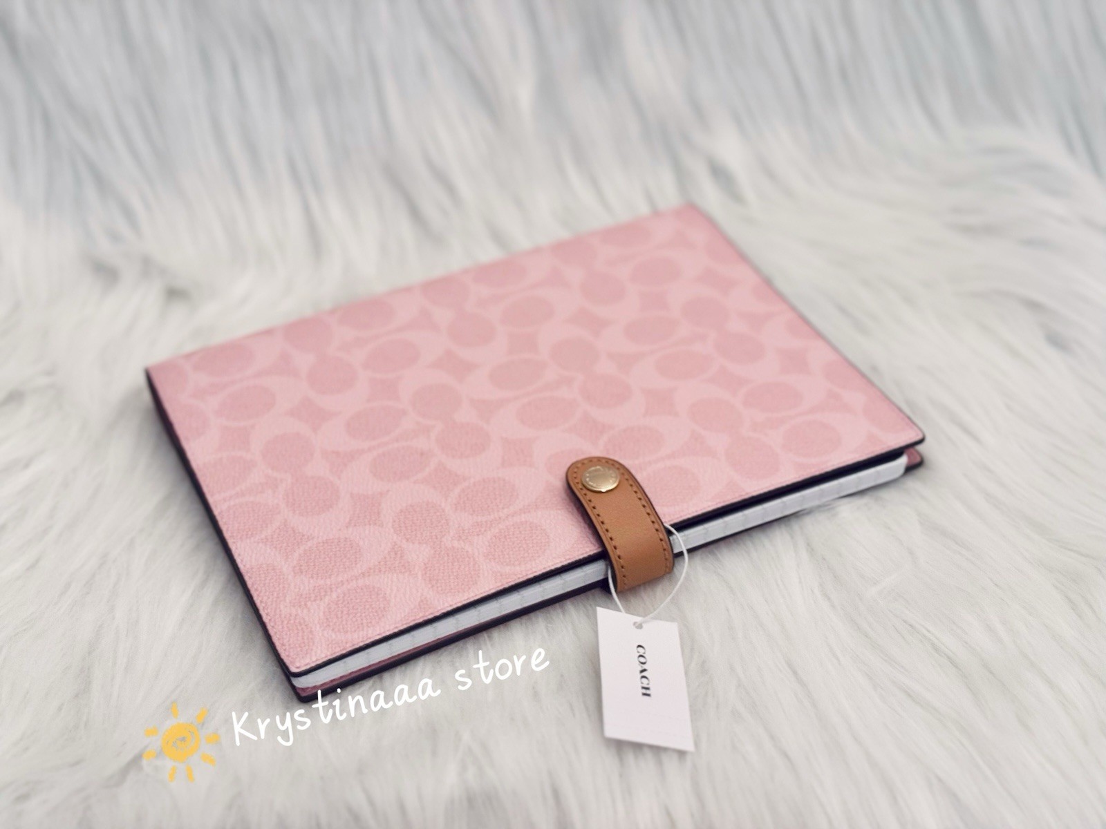 Coach Notebook in Signature Canvas 2026 New Release Powder Pink Color