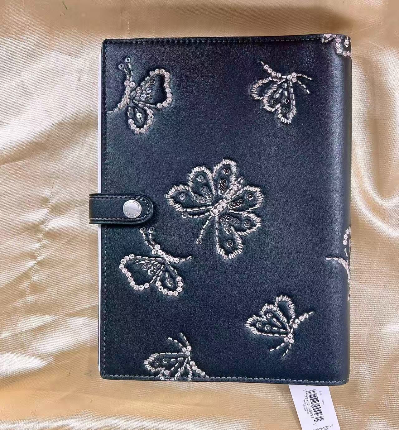 NWT Coach Notebook In Signature Canvas With Mystical Floral/Stripe Heart Print