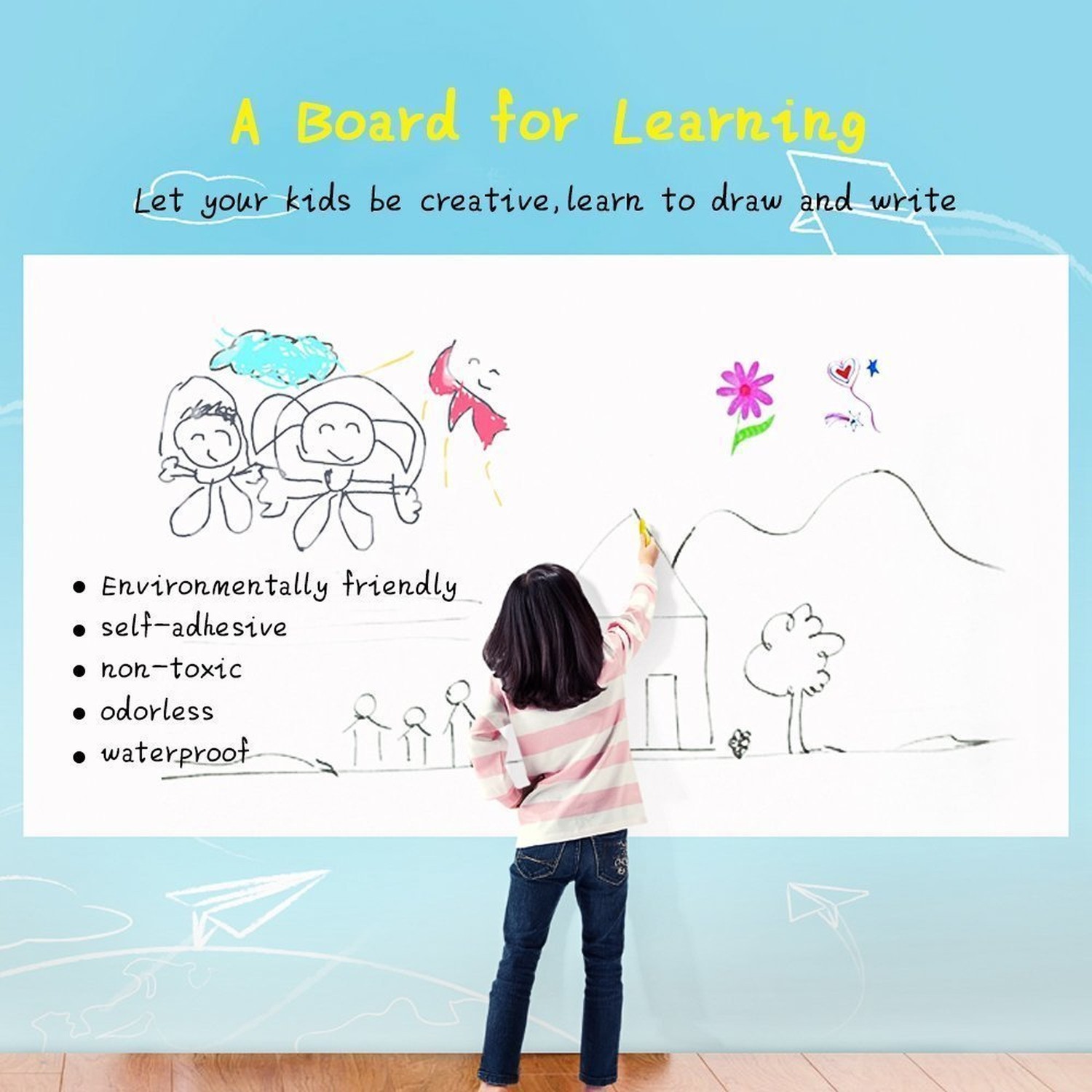 Self-Adhesive Whiteboard Wall Decal Sticker, 17.7&Prime; X 78.7&Prime; Extra Large Strong…