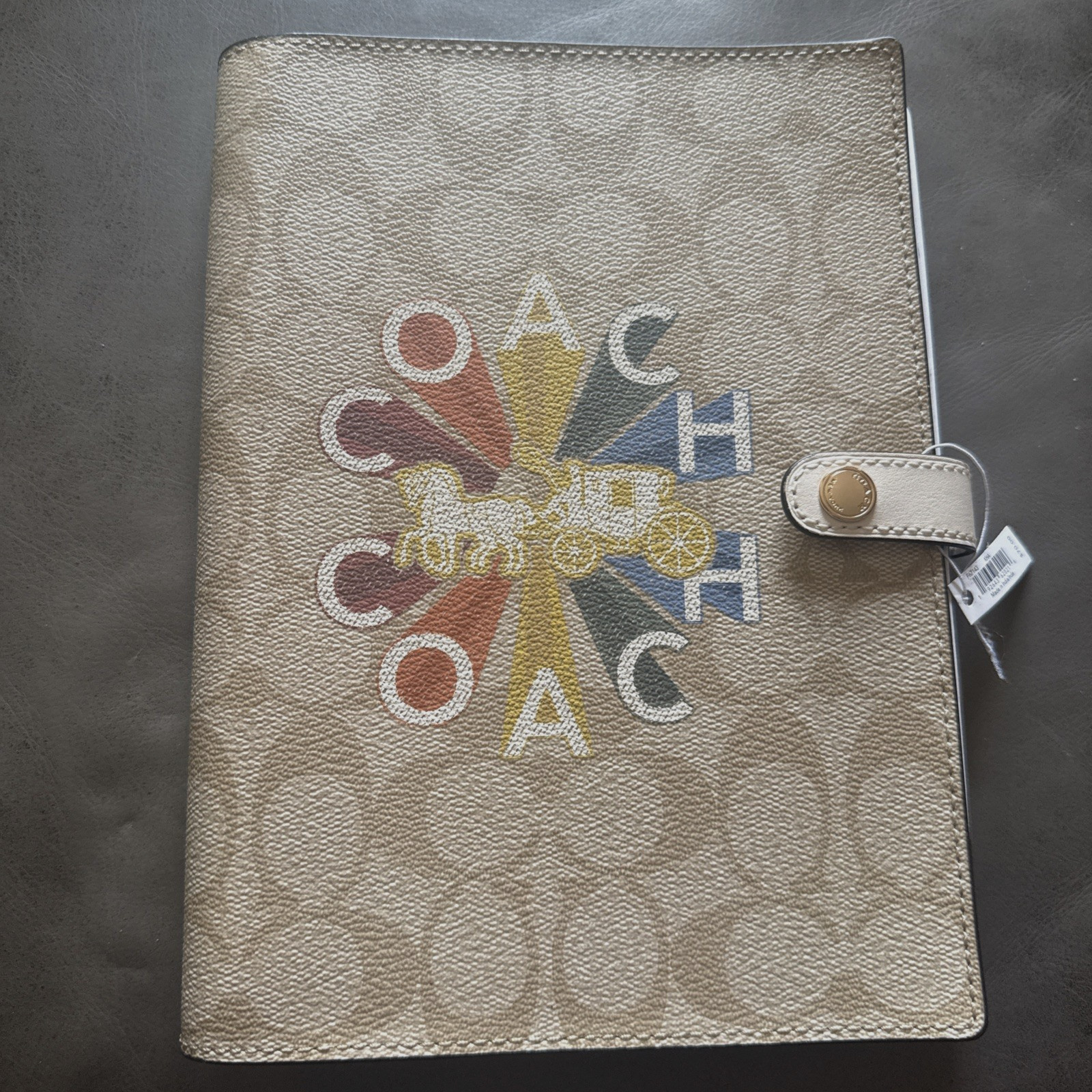 NWT Coach Notebook In Signature Canvas Horse And carriage Tan And Multi Color