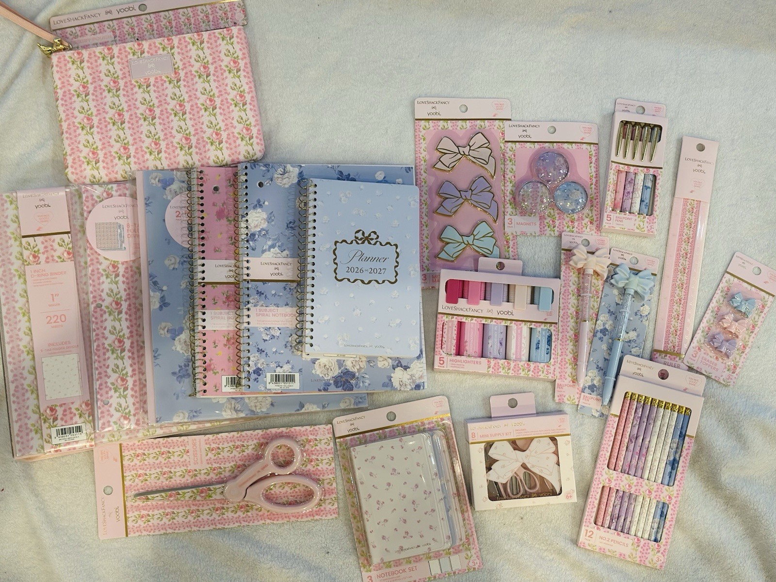 LoveShackFancy x Yoobi 19 Pc School Supply Mega Lot Pink Blue Floral NEW