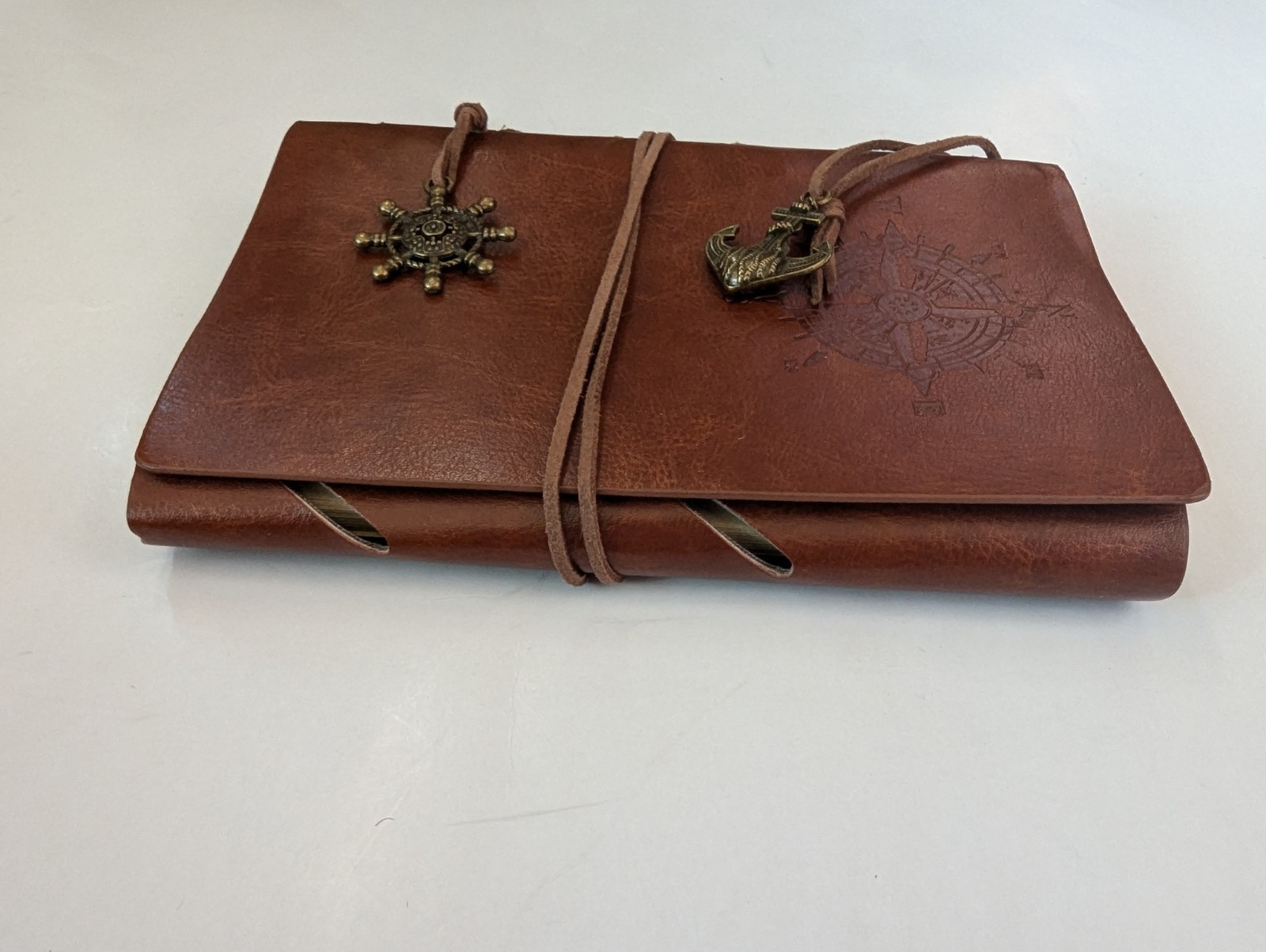 Vintage Nautical Spiral Notebook Refillable Leather Writing Journal Notebook