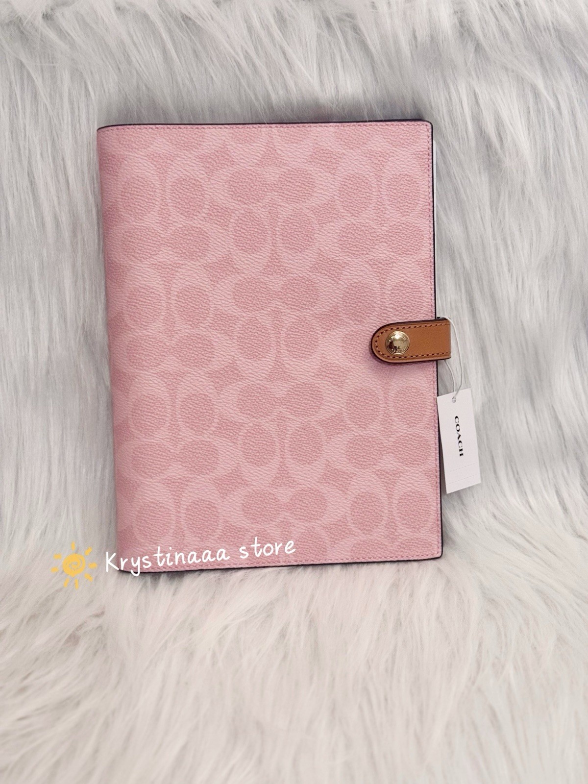 Coach Notebook in Signature Canvas 2026 New Release Powder Pink Color