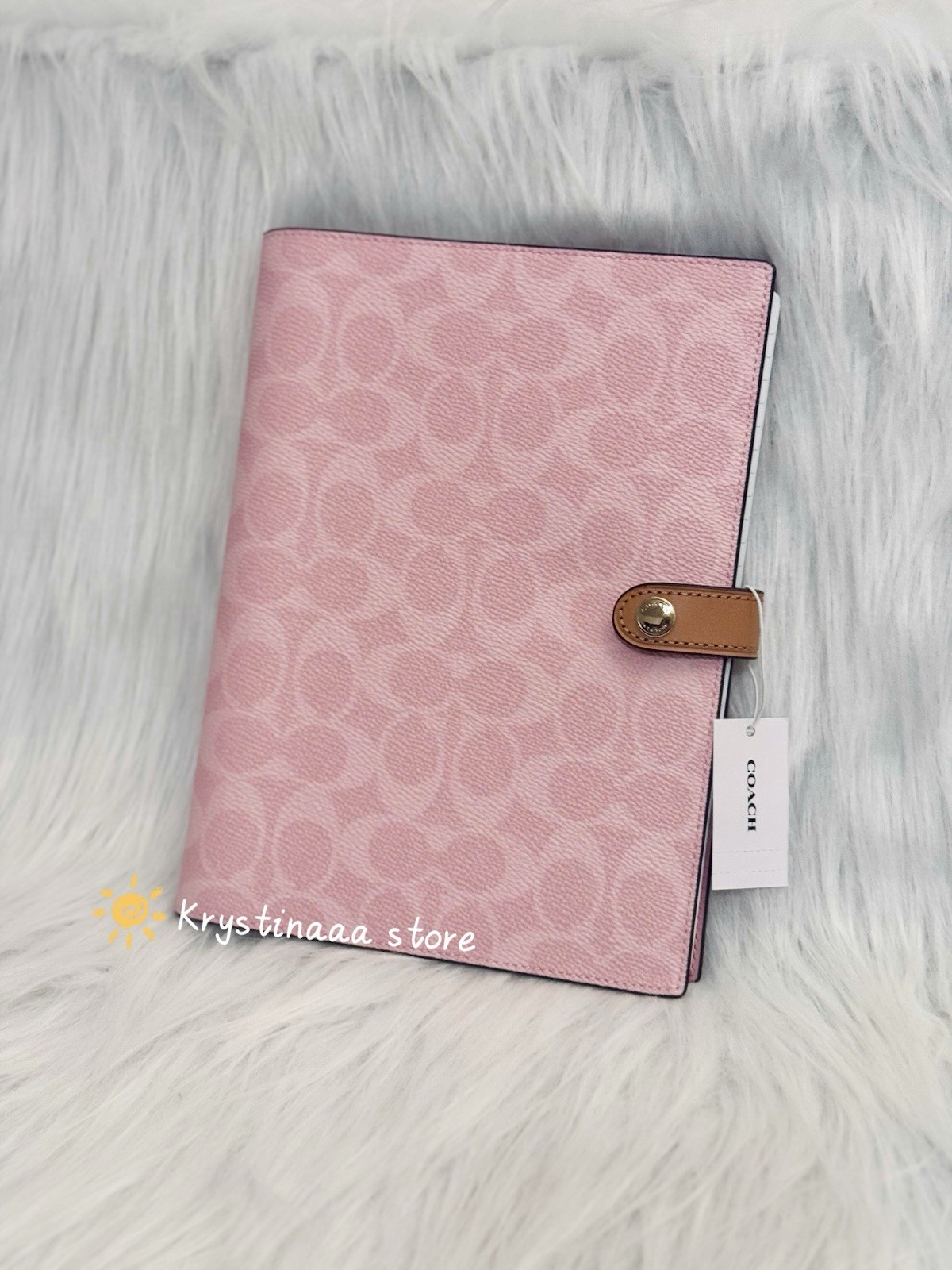 Coach Notebook in Signature Canvas 2026 New Release Powder Pink Color