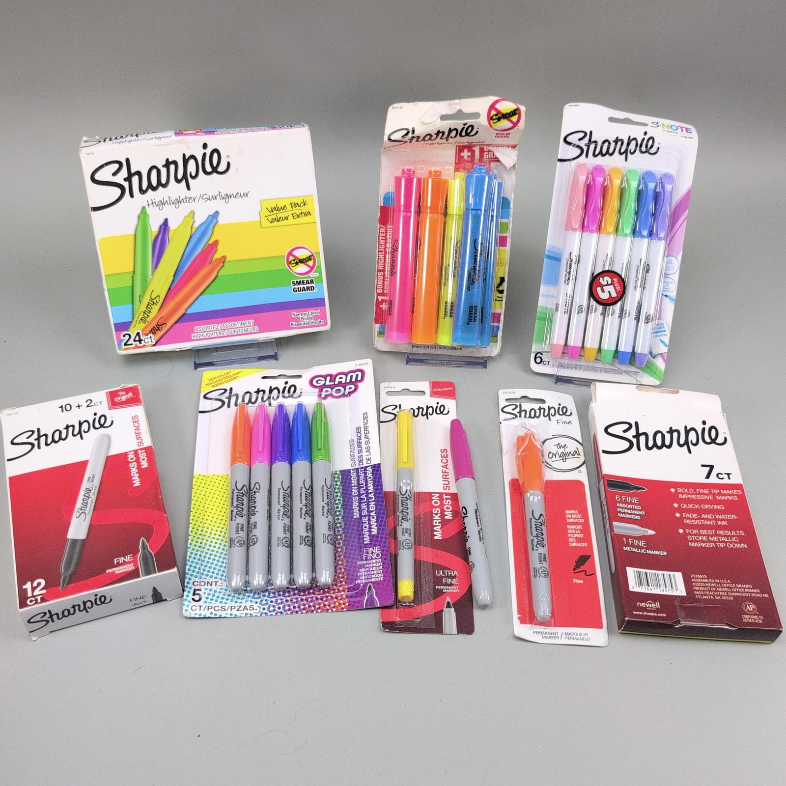 Sharpie Highlighter Permanent Marker Lot Multi-Color 8 Packs Assorted Set