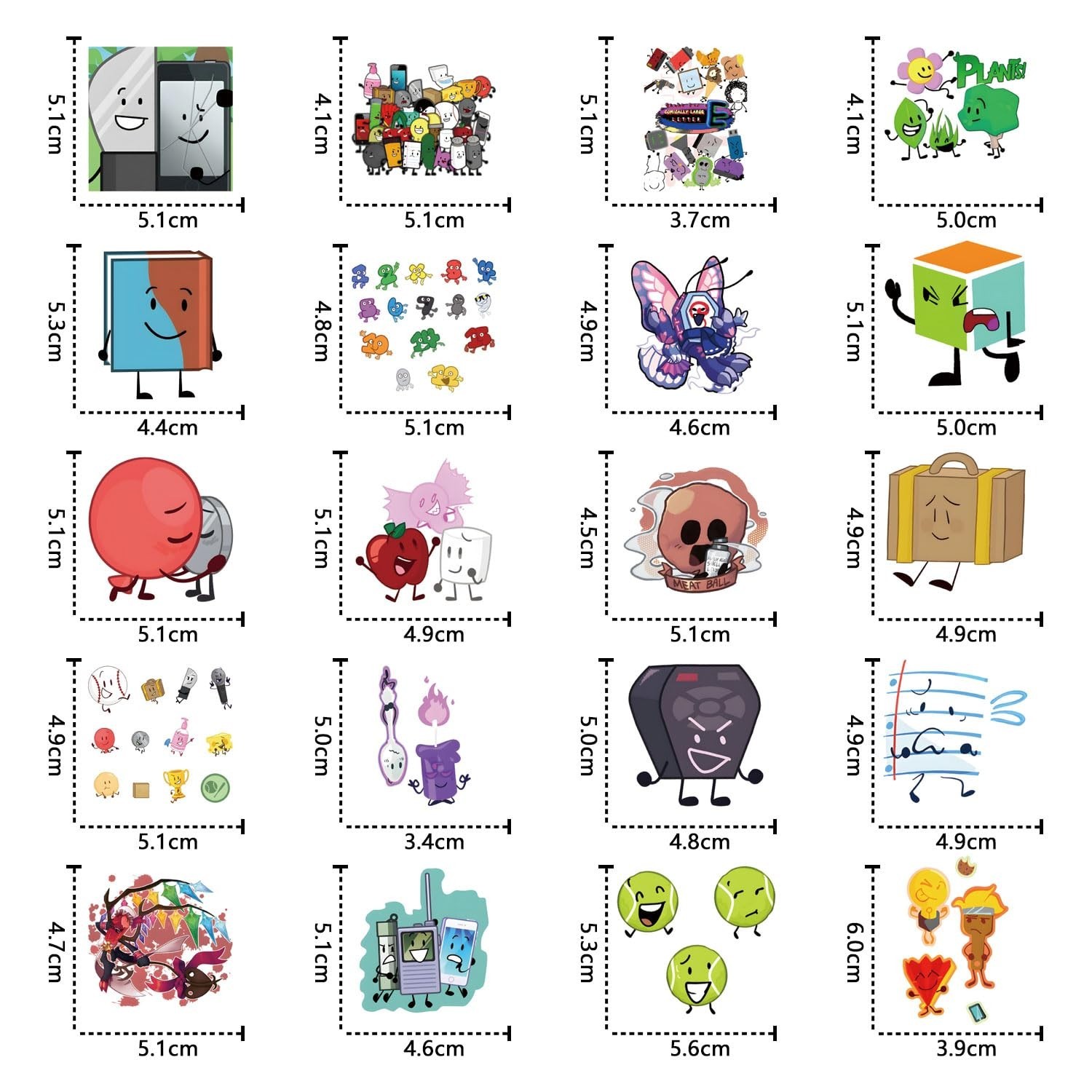 138Pcs Object Show Stickers, Cute Cartoon Waterproof Vinyl Decals for Water B…