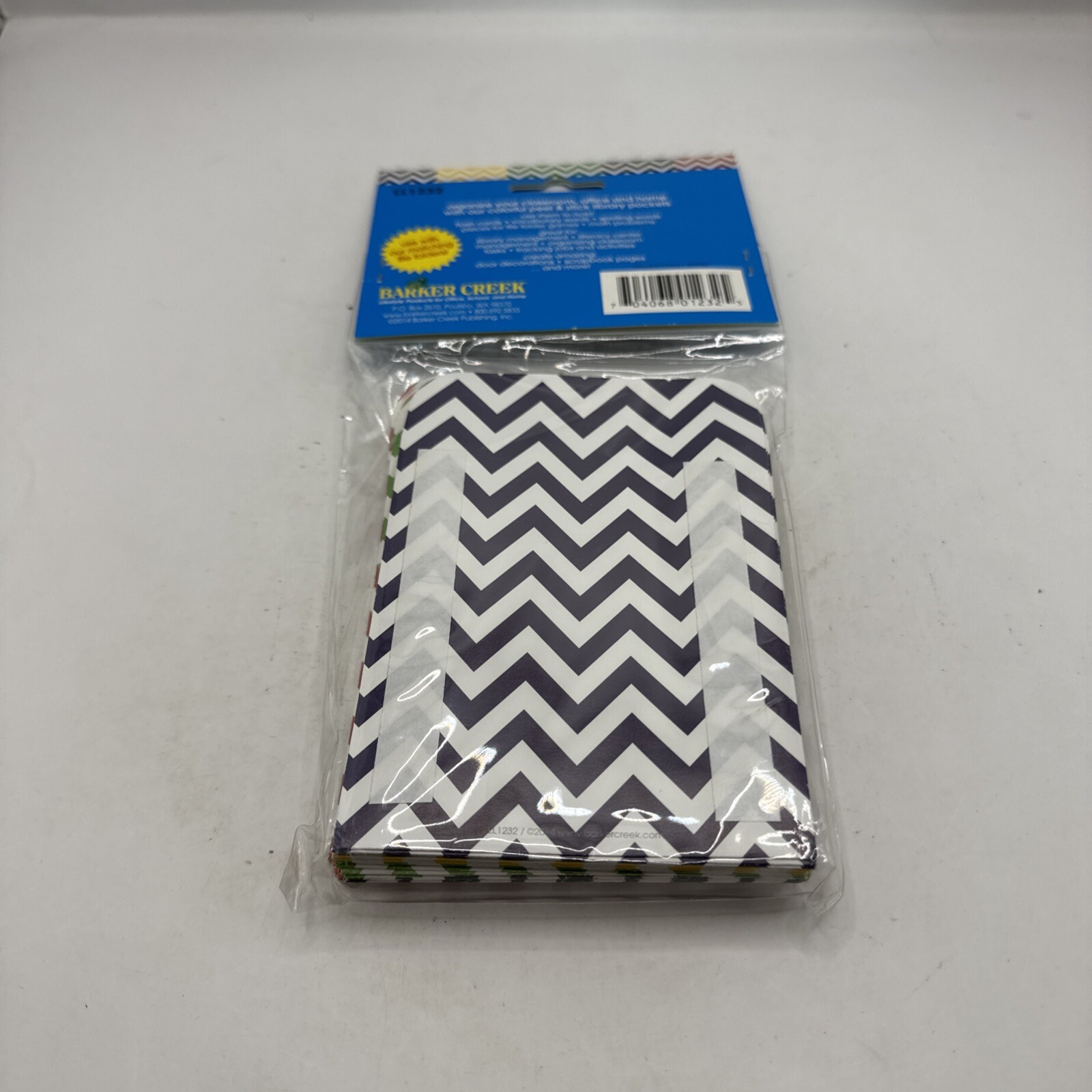 Barker Creek Nautical Chevron Library Pockets, Set of 30, Peel & Stick NIP